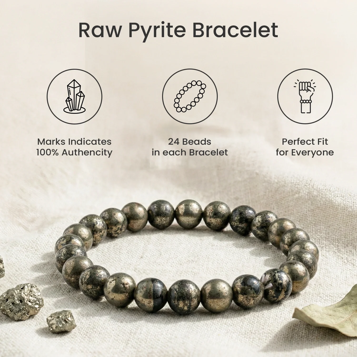 Raw Pyrite Bracelet with Ganesh Bead - Image 5